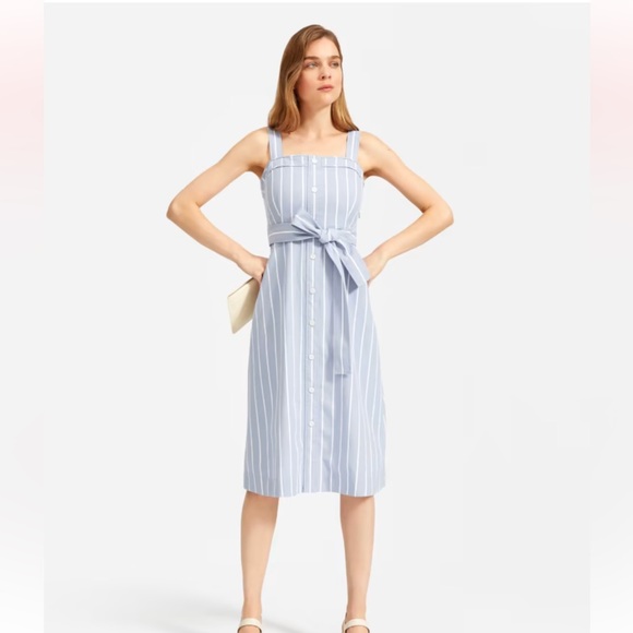Everlane The Cotton Weave Tank Blue and White Striped Tank Dress Size 2 XS - Picture 1 of 14